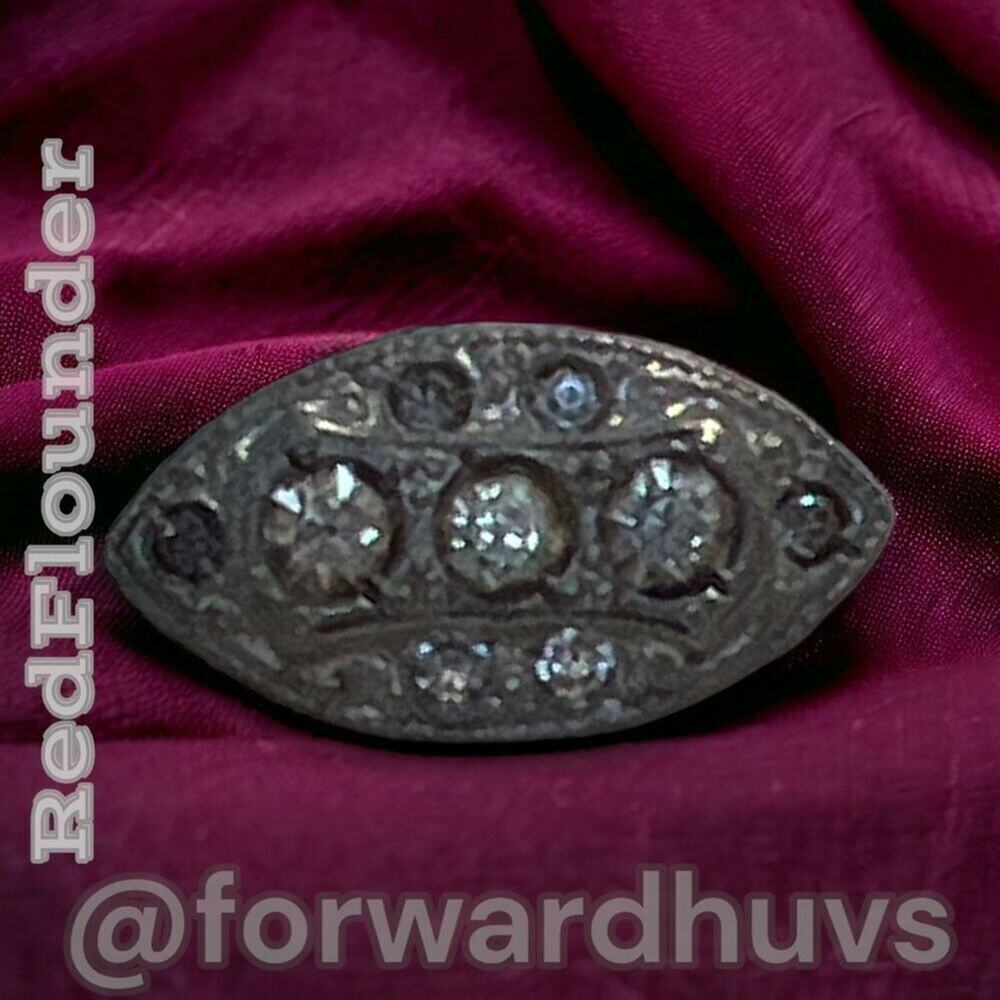Antique Silver Tone Brooch with Rhinestones